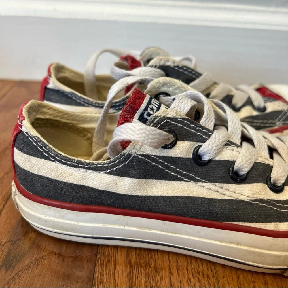 Converse Sneakers American Flag Girls Or Boys Size 12 Red White Blue 4th Of July